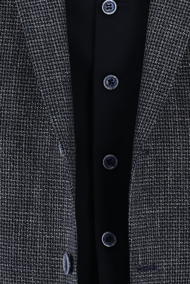 Koyu Lacivert Slim Fit Dar Kesim Kombinli Yelekli Keten Takım Elbise