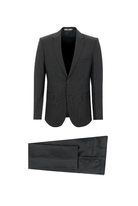 Medium Gray 6 Drop Regular Fit Standard Cut Striped Suit