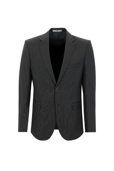 Orta Füme Slim Fit Dar Kesim Çizgili Takım Elbise