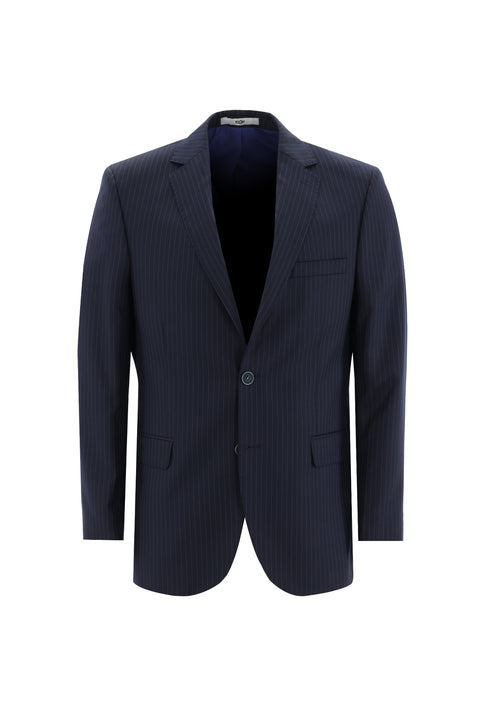 Koyu Lacivert 6 Drop Regular Fit Standart Kesim Çizgili Takım Elbise