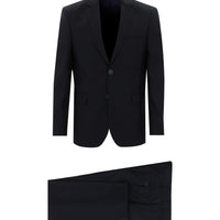 Siyah Lacivert Slim Fit Dar Kesim Çizgili Takım Elbise