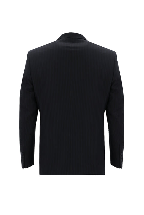 Siyah Lacivert 7 Drop Slim Fit Dar Kesim Çizgili Takım Elbise