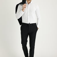 Black 7 Drop Slim Fit Striped Double-Breasted Suit