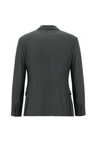  Orta Gri 7 Drop Super Slim Fit Eksra Dar Kesim Çizgili Kruvaze Takım Elbise