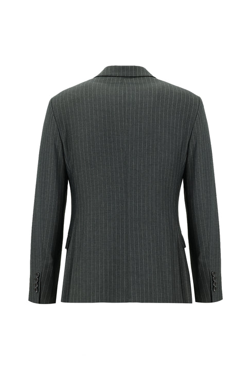 Orta Gri 7 Drop Super Slim Fit Eksra Dar Kesim Çizgili Kruvaze Takım Elbise