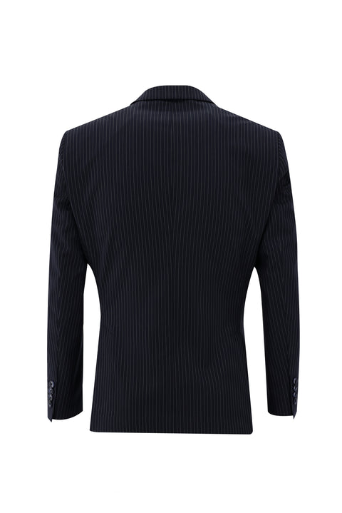 Siyah 6 Drop Regular Fit Standart Kesim Çizgili Takım Elbise