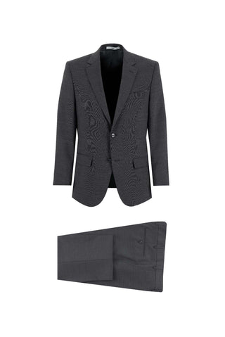  Koyu Füme 4 Drop Relaxed Fit Rahat Kesim Yünlü Çizgili Takım Elbise