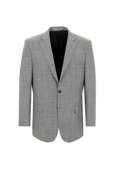 Açık Gri Relaxed Fit Rahat Kesim Kareli Takım Elbise