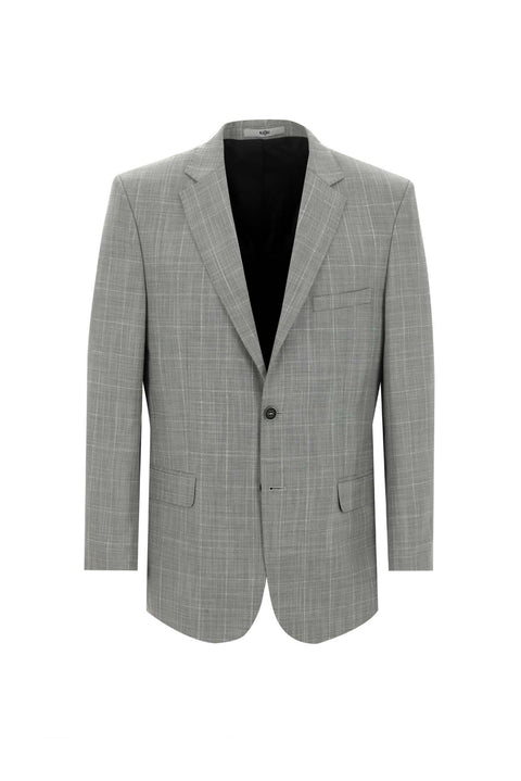 Açık Gri 4 Drop Relaxed Fit Rahat Kesim Kareli Takım Elbise