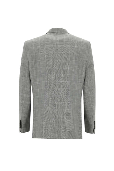 Açık Gri Relaxed Fit Rahat Kesim Kareli Takım Elbise