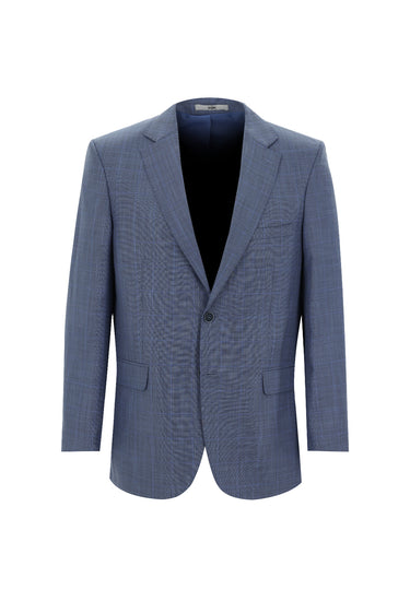 Açık Mavi Relaxed Fit Rahat Kesim Kareli Takım Elbise