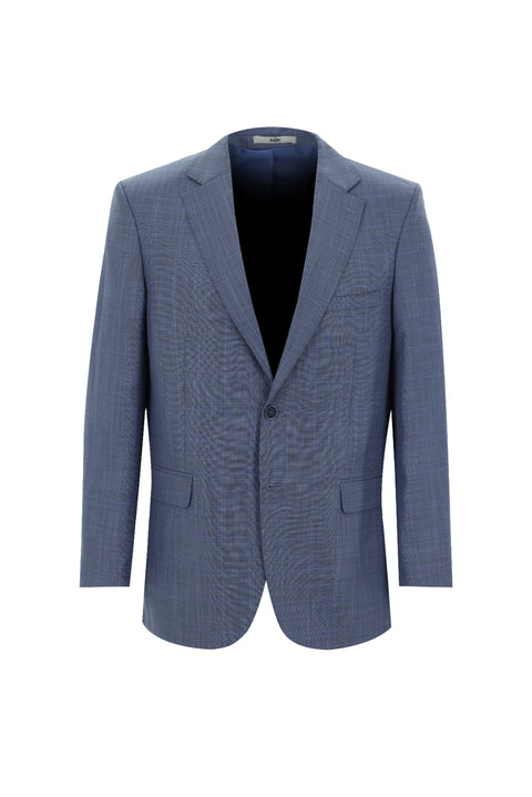 Açık Mavi 4 Drop Relaxed Fit Rahat Kesim Kareli Takım Elbise