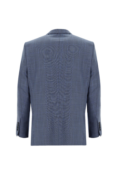Açık Mavi Relaxed Fit Rahat Kesim Kareli Takım Elbise