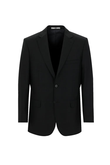 Koyu Antrasit Relaxed Fit Rahat Kesim Kareli Takım Elbise