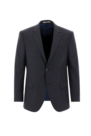  Koyu Füme 7 Drop Slim Fit Dar Kesim Ekose Takım Elbise