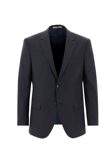  Koyu Füme Slim Fit Dar Kesim Ekose Takım Elbise