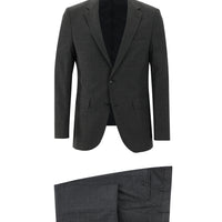 Koyu Füme Slim Fit Dar Kesim Klasik Ekose Takım Elbise