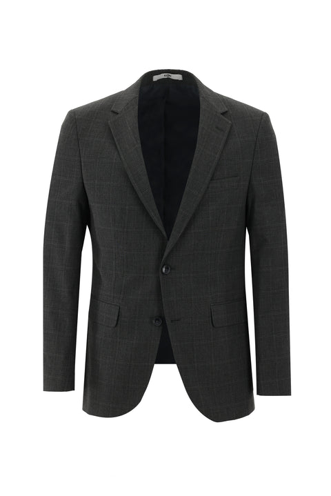Koyu Füme 7 Drop Slim Fit Dar Kesim Ekose Takım Elbise