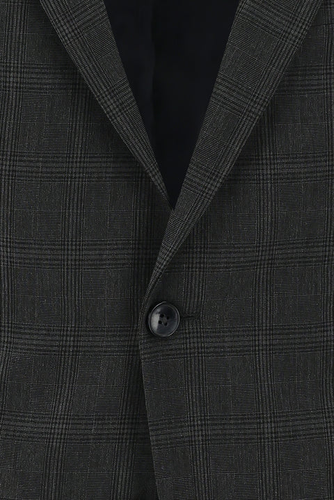 Koyu Füme 7 Drop Slim Fit Dar Kesim Ekose Takım Elbise