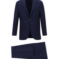 Orta Lacivert Slim Fit Dar Kesim Klasik Ekose Takım Elbise
