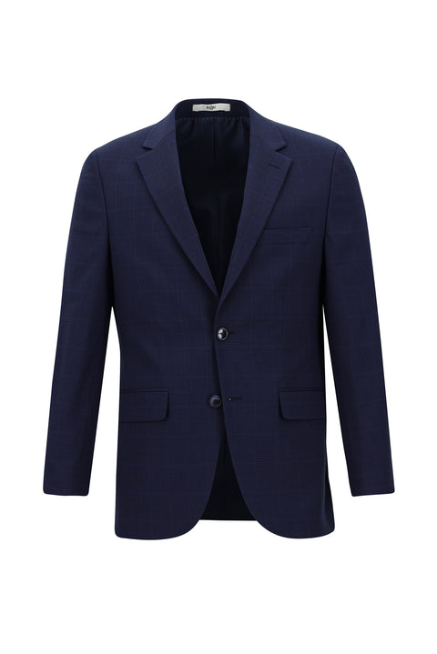 Medium Navy 7 Drop Slim Fit Plaid Suit
