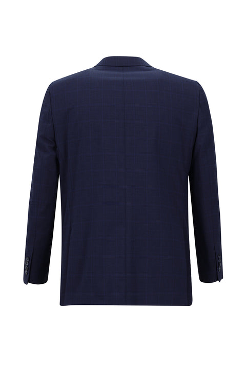 Medium Navy 4-Drop Relaxed Fit Plaid Suit