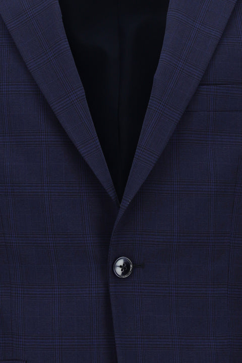 Medium Navy 4-Drop Relaxed Fit Plaid Suit