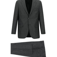 Black 7 Drop Slim Fit Patterned Suit