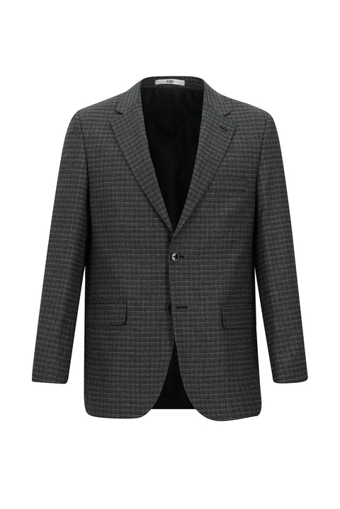Black 4-Drop Relaxed Fit Patterned Suit