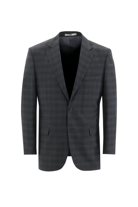 Orta Füme 4 Drop Relaxed Fit Rahat Kesim Ekose Takım Elbise