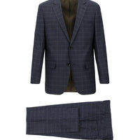 Orta Lacivert Relaxed Fit Rahat Kesim Ekose Takım Elbise