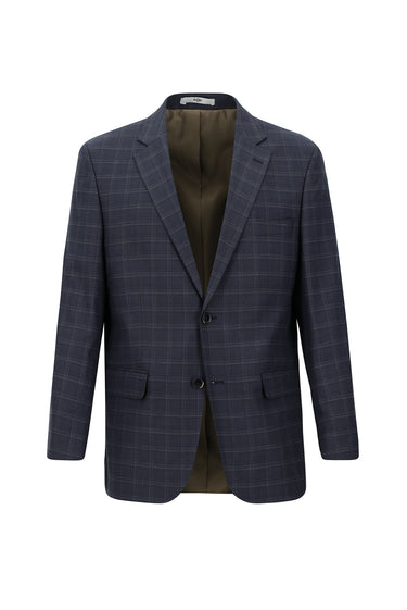 Orta Lacivert Relaxed Fit Rahat Kesim Ekose Takım Elbise