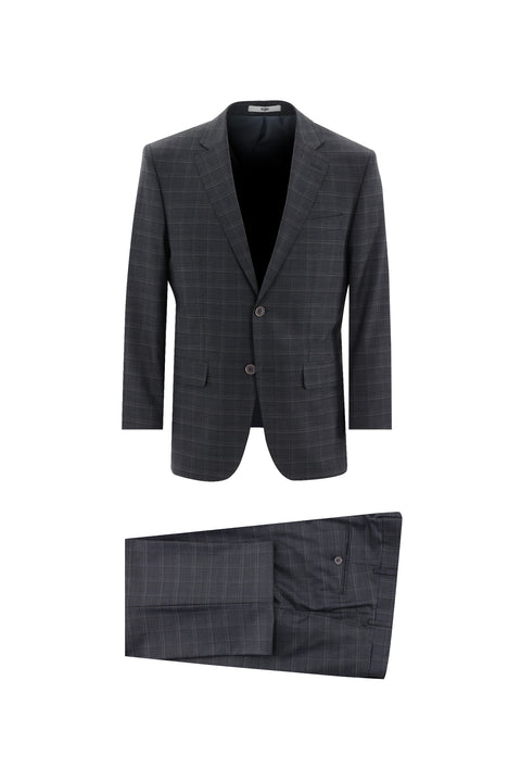 Orta Antrasit 4 Drop Relaxed Fit Rahat Kesim Ekose Takım Elbise