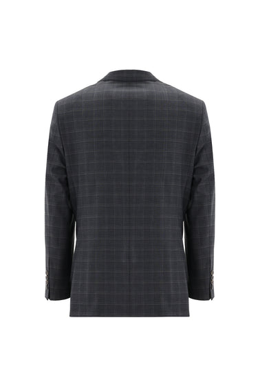 Orta Antrasit Relaxed Fit Rahat Kesim Ekose Takım Elbise