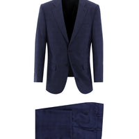 Orta Lacivert 4 Drop Relaxed Fit Rahat Kesim Ekose Takım Elbise