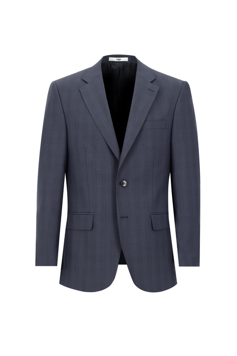 Koyu Lacivert 4 Drop Relaxed Fit Rahat Kesim Ekose Takım Elbise