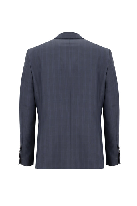 Koyu Lacivert 4 Drop Relaxed Fit Rahat Kesim Ekose Takım Elbise