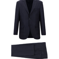 Koyu Lacivert 4 Drop Relaxed Fit Rahat Kesim Yünlü Ekose Takım Elbise
