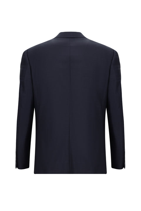 Koyu Lacivert 4 Drop Relaxed Fit Rahat Kesim Yünlü Ekose Takım Elbise
