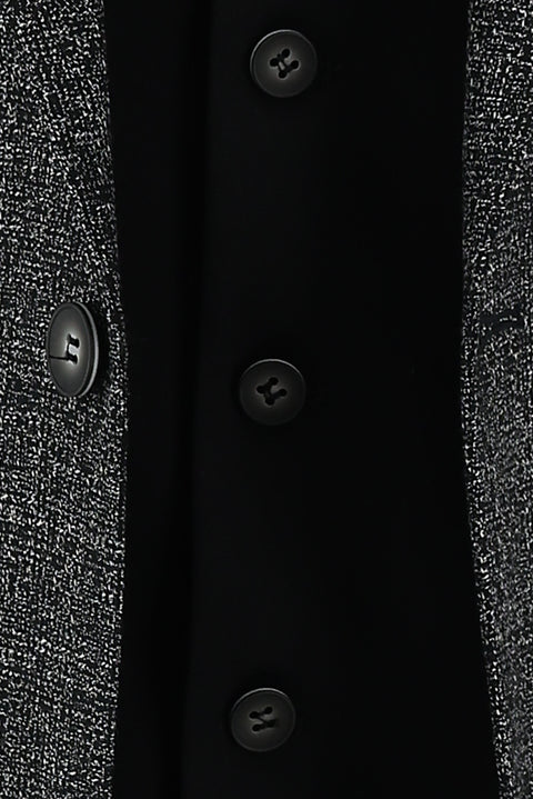 Siyah 7 Drop Slim Fit Dar Kesim Kombinli Yelekli Keten Takım Elbise