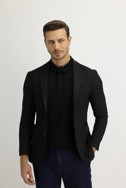 Koyu Füme 7 Drop Super Slim Fit Eksra Dar Kesim Spor Ceket