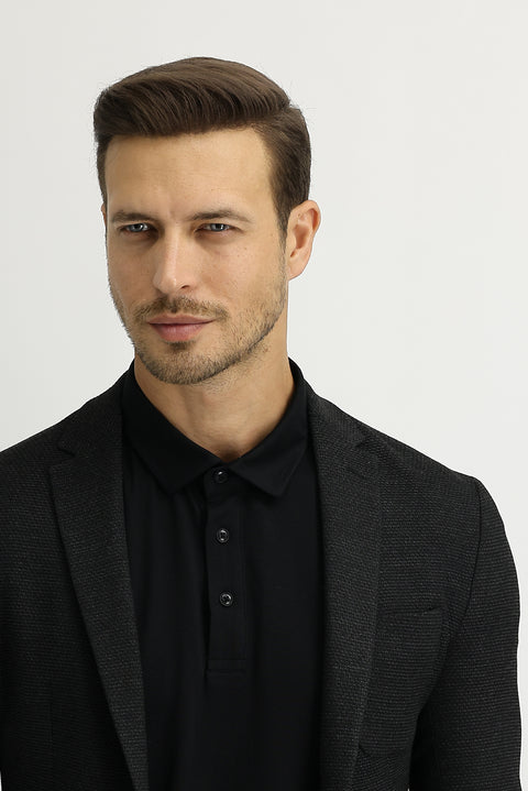 Koyu Füme 7 Drop Super Slim Fit Eksra Dar Kesim Spor Ceket