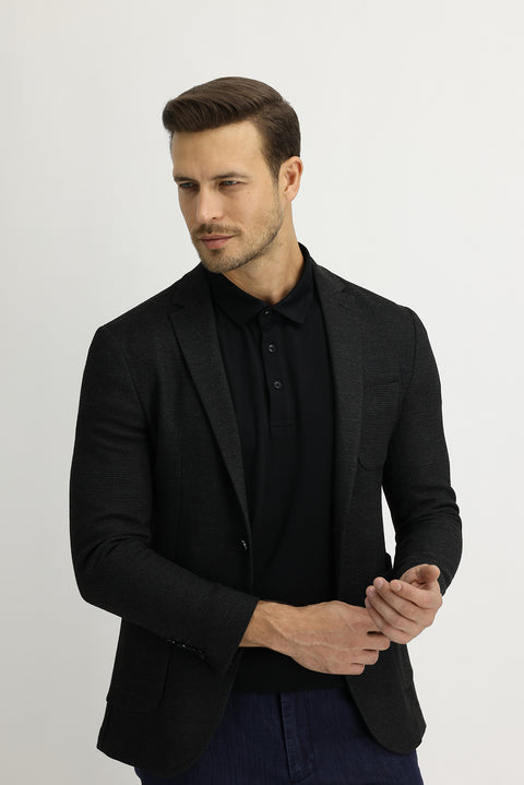 Koyu Füme 7 Drop Super Slim Fit Eksra Dar Kesim Spor Ceket