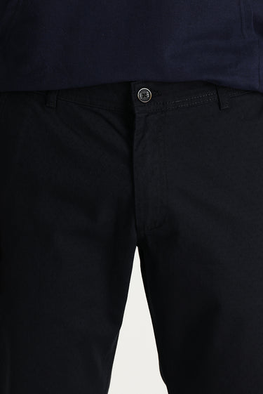 Siyah Regular Fit Desenli Likralı Kanvas / Chino Pantolon