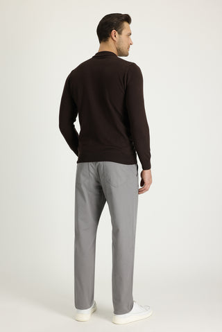  Orta Gri 4 Drop Relaxed Fit Rahat Kesim Desenli Likralı Kanvas / Chino Pantolon