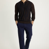 Açık Lacivert Relaxed Fit Rahat Kesim Desenli Likralı Kanvas / Chino Pantolon