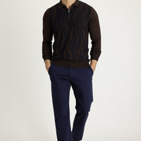 Açık Lacivert Relaxed Fit Rahat Kesim Desenli Likralı Kanvas / Chino Pantolon