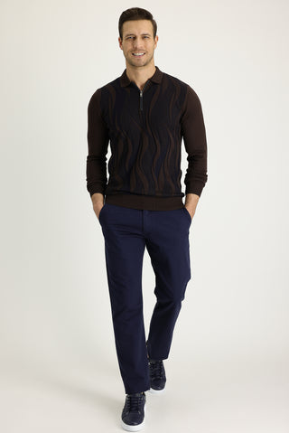  Açık Lacivert 4 Drop Relaxed Fit Rahat Kesim Desenli Likralı Kanvas / Chino Pantolon
