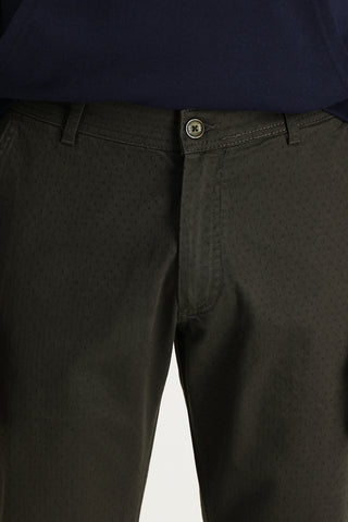  Orta Haki 6 Drop Regular Fit Standart Kesim Desenli Likralı Kanvas / Chino Pantolon
