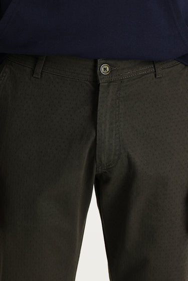 Orta Haki Regular Fit Desenli Likralı Kanvas / Chino Pantolon